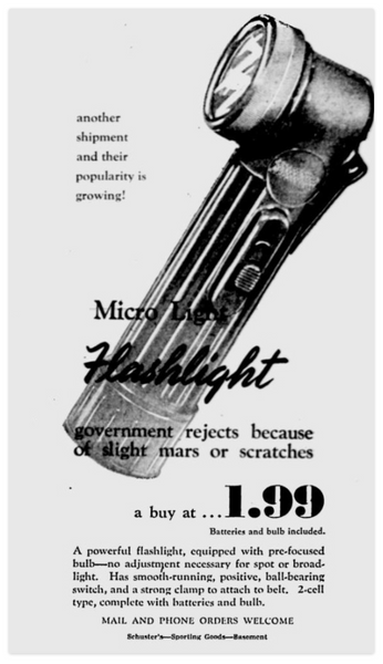 1944 Advertisment for the TL122 Flashlight