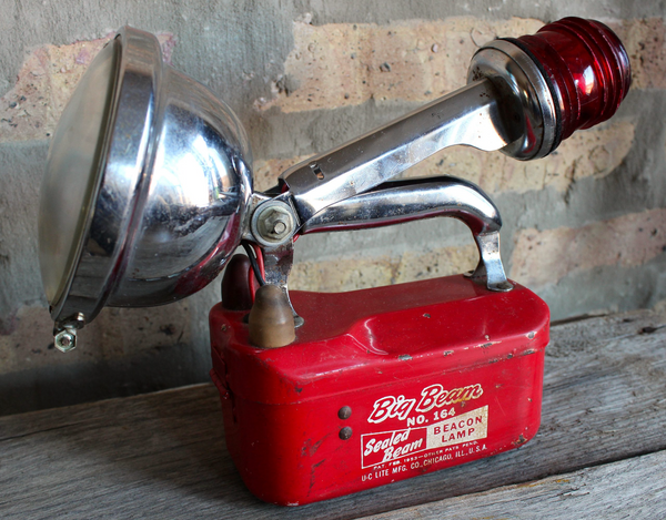 Image ofMuseum Artifact: Big Beam No. 164 Sealed Beam Beacon Lamp and Big Beam No. 403 F Emergency Lamp, 1950s  Made By: U-C Lite MFG Co., 1050 W. Hubbard St., Chicago, IL [West Town] 