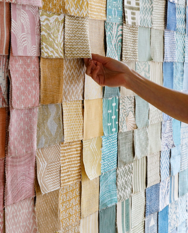 Wall of Fermoie fabric samples 