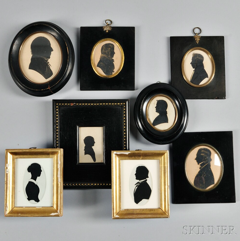 Photo of a grouping of antique silhouettes