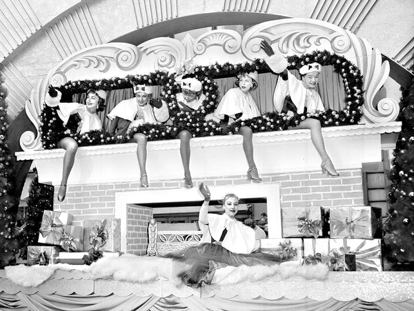 Black and White Photograph of the Radio City Rockettes  from the Macy's Thanksgiving Day Parade