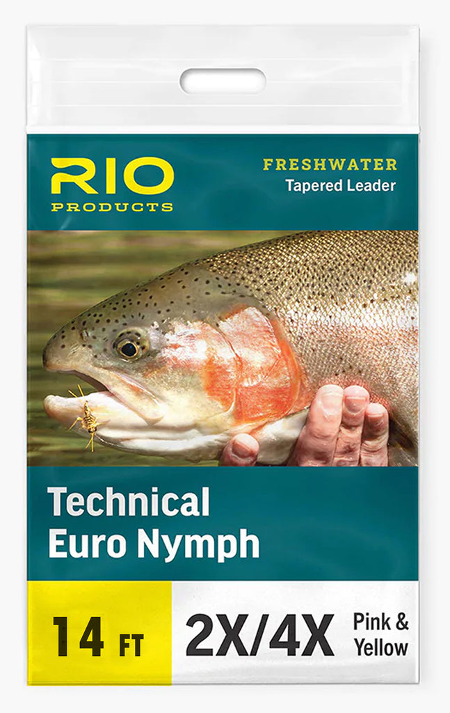 Rio Technical Euro Nymph Leader Pink/Yellow 2X/4X 14 FT