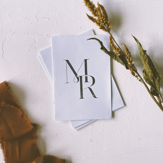 Custom Wedding Stamp - Initial inside Wreatj – Print Smitten Paper Co