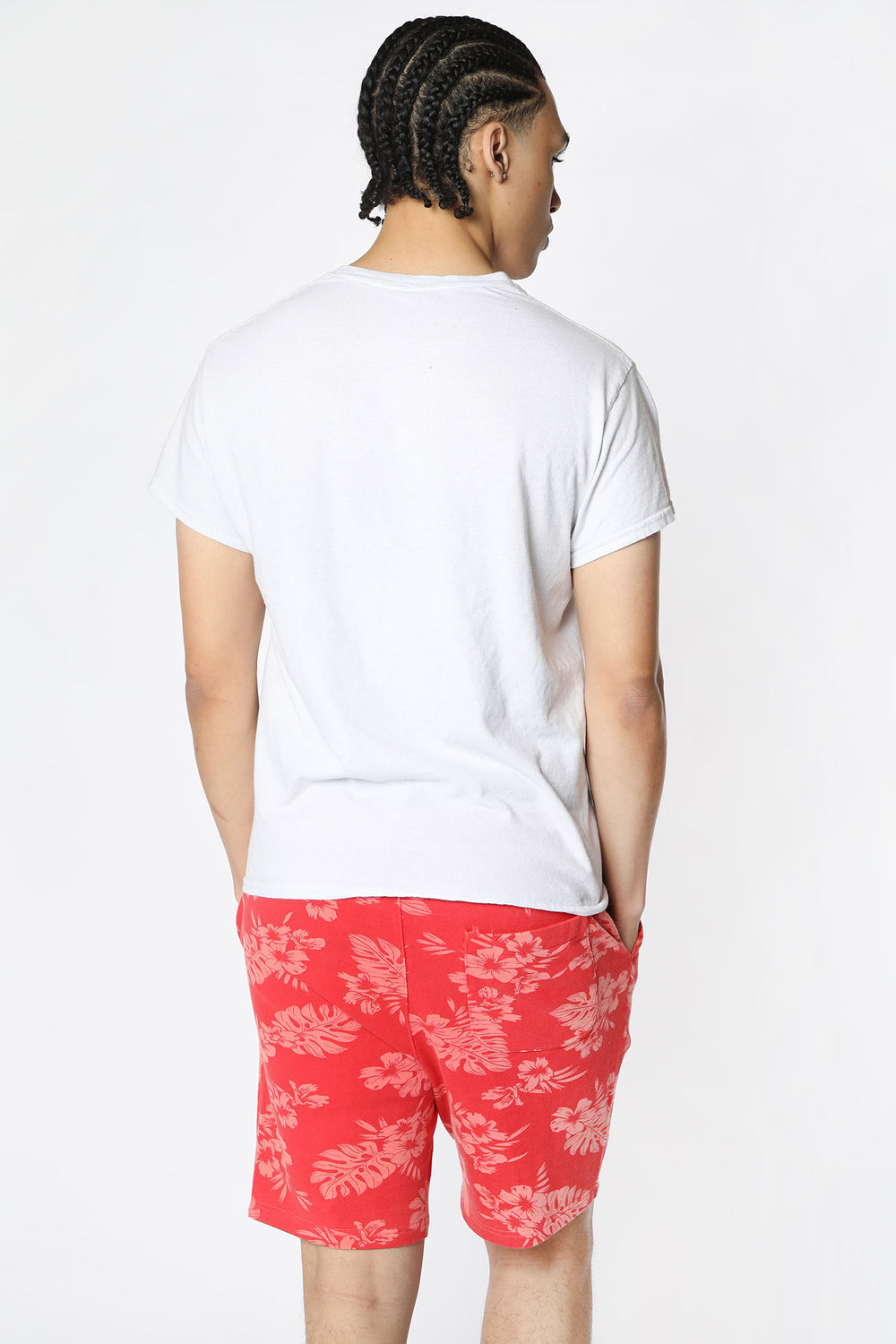 Short En Molleton Motif Tropical West49 Homme Corail