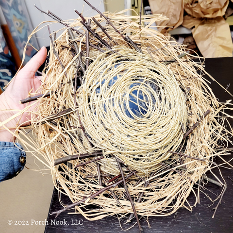Porch Nook | How To Make a Magpie Nest, weaving in sterilized sticks