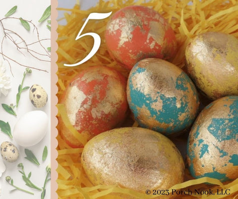 Gold Leaf Decorative Eggs, Set of 6 - Citrine Collection