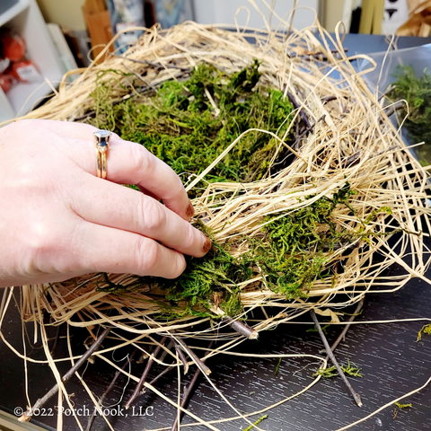 Porch Nook | How To Make a Magpie Nest, add preserved moss