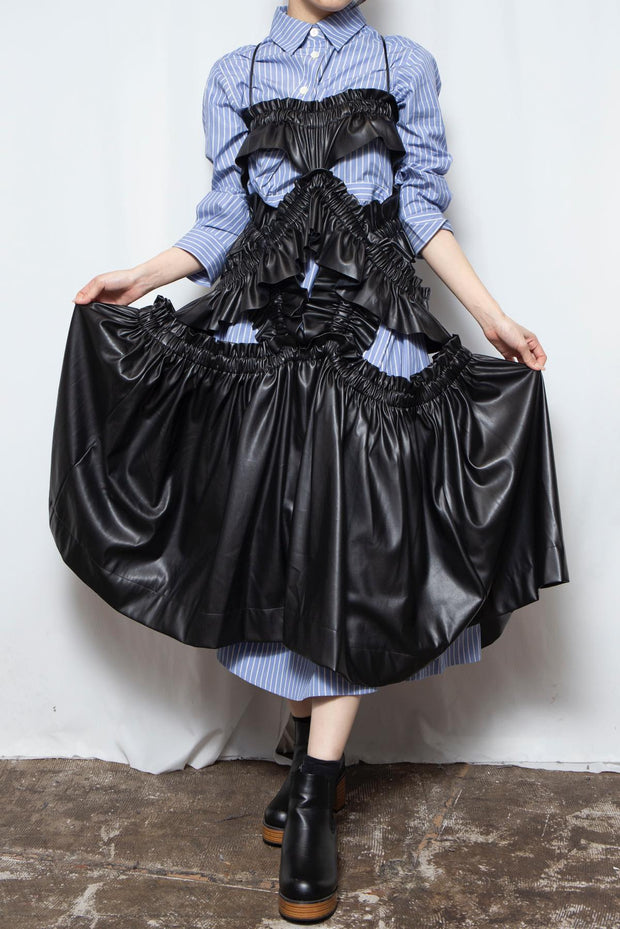 HOUGA waltz frill skirt ［white stripe］-