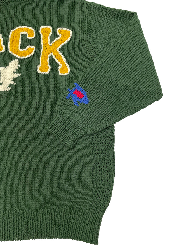 RICE NINE TEN green ivy Sweater Hand College Knit ライスナインテン