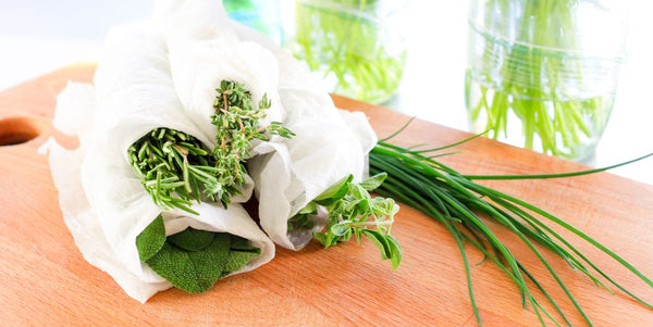 wrap your herbs in kitchen hand towels for flavour fusion