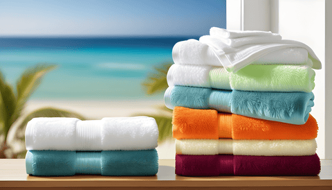 set of colourful bathroom towel arts