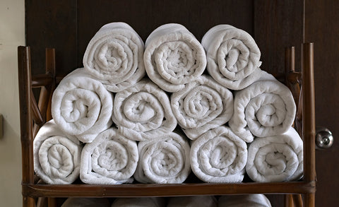 luxury white rolled kitchen towels