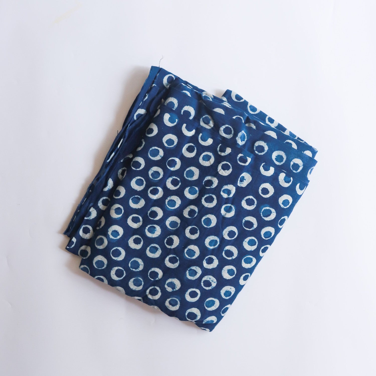 Indigo Dabu Polka Jaal Blockprint Cotton Fabric