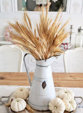 pumpkin decor faux wheat dining table decor fall decor home decor