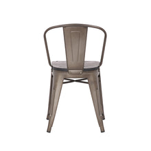 Load image into Gallery viewer, Burton Metal Dining Chair with Rustic Gunmetal Legs and Wooden Seat- Set of 4

