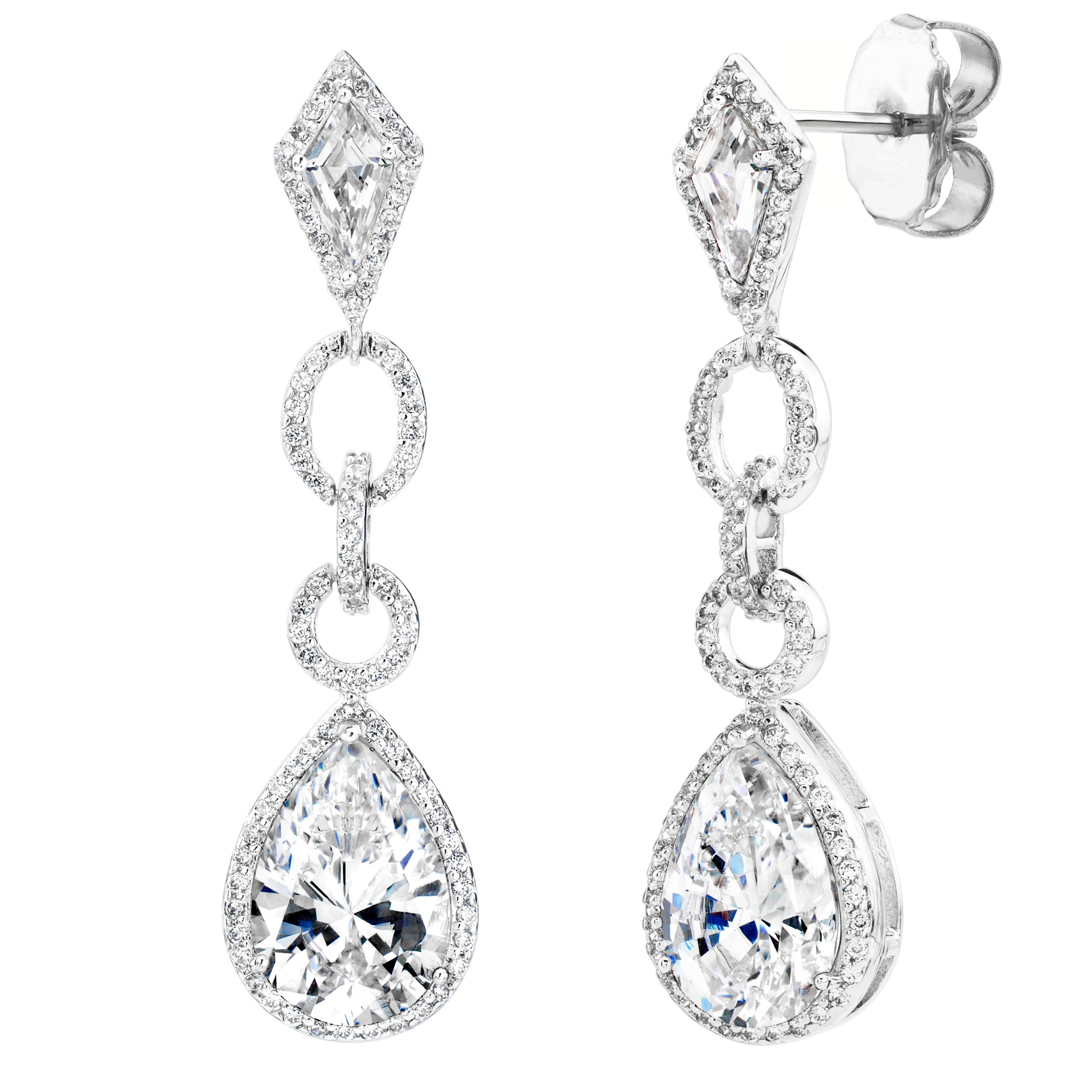 Silver Royal Occasion Cubic Zirconia Long Teardrop Earrings – Bling by ...
