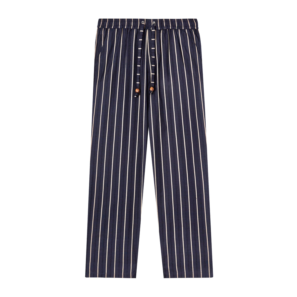 Black Jacquard-stripe linen trousers, HARAGO