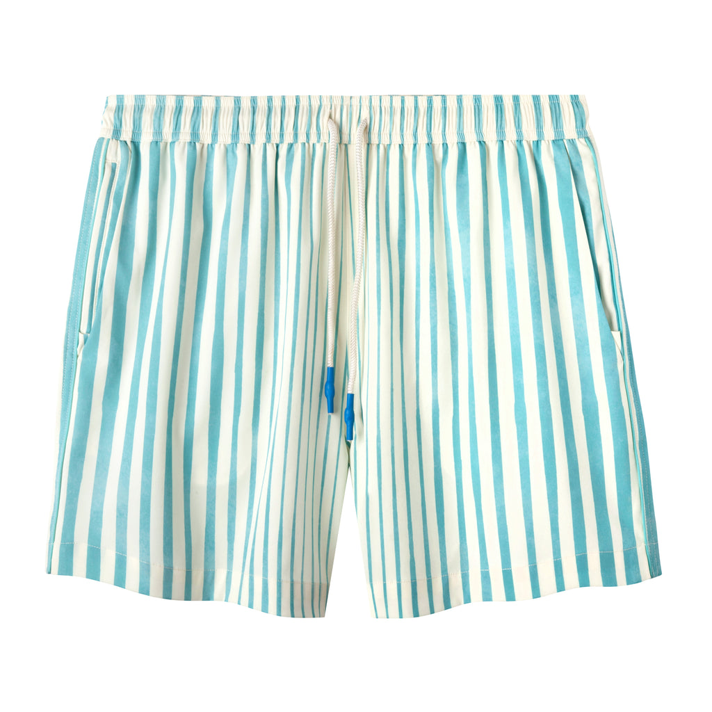 Stan Stripe Seersucker Swim Shorts in Mustard Yellow/Light Ivory - Eastwood  Ave. Menswear