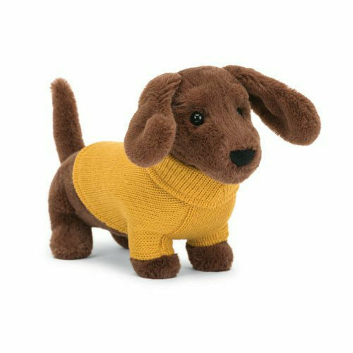 Image of Jellycat Sweater Sausage Dog Yellow