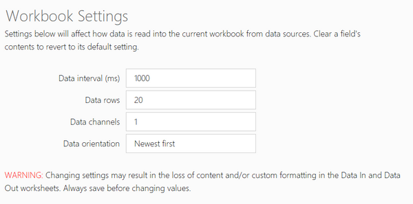 Data Streamer settings