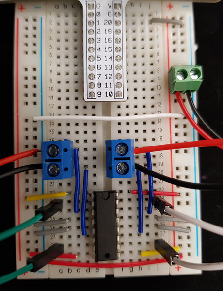 Close up of breadboard