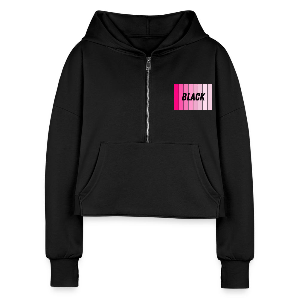 BlackPink Women's Half Zip Cropped Hoodie - black