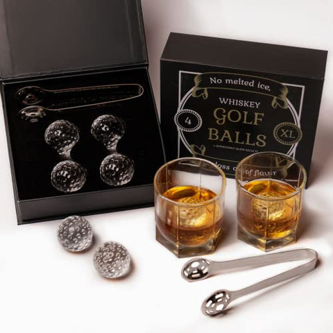 Dads Day Golf Gifts - Golf Ball Whiskey Stones Gift Set – The Golfing Eagles