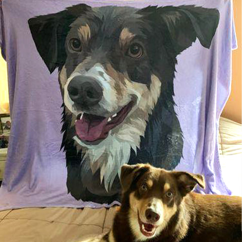 Custom blanket with custom dog face