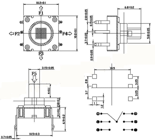 5-Way Tactile Switches in packs of five from PMD Way with free delivery worldwide