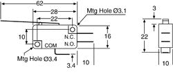 51mm Lever SPDT Momentary Solder Tail Microswitches in packs of ten from PMD Way with free delivery worldwide