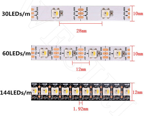 SK6812 RGBW LED Strip in various densities and colors from PMD Way with free delivery worldwide