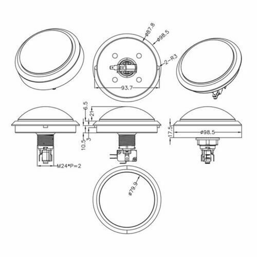 Huge 100mm Illuminated Round Dome Arcade Buttons in five colors from PMD Way with free delivery worldwide