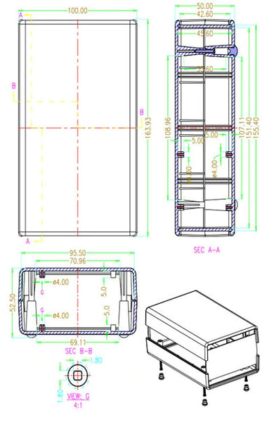 Plastic Electronics Project Box - 160 x 100 x 51mm - Various Colors from PMD Way with free delivery worldwide