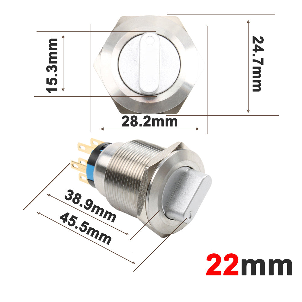 22mm Illuminated Metal Waterproof Rotary Switch - Latching from PMD Way with free delivery worldwide