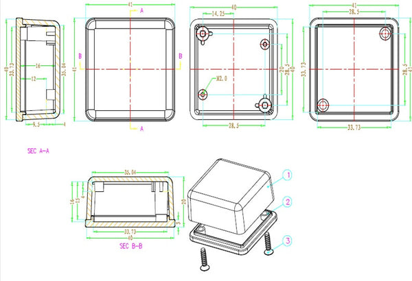 Plastic Electronics Project Box - 41 x 41 x 15mm - Various Colors from PMD Way with free delivery worldwide