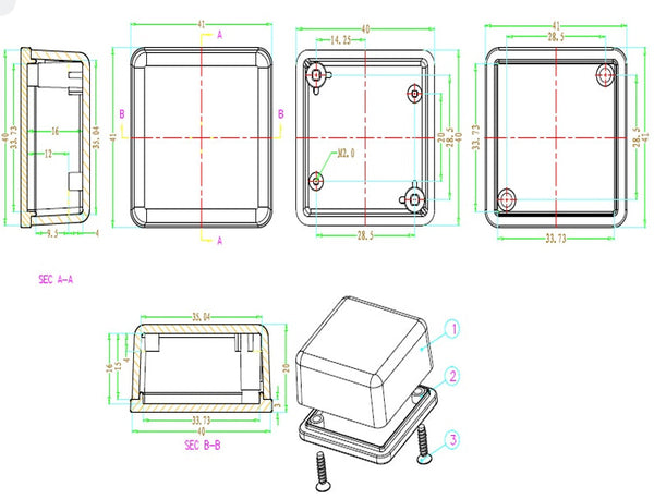 Plastic Electronics Project Box - 41 x 41 x 20mm - Various Colors from PMD Way with free delivery worldwide