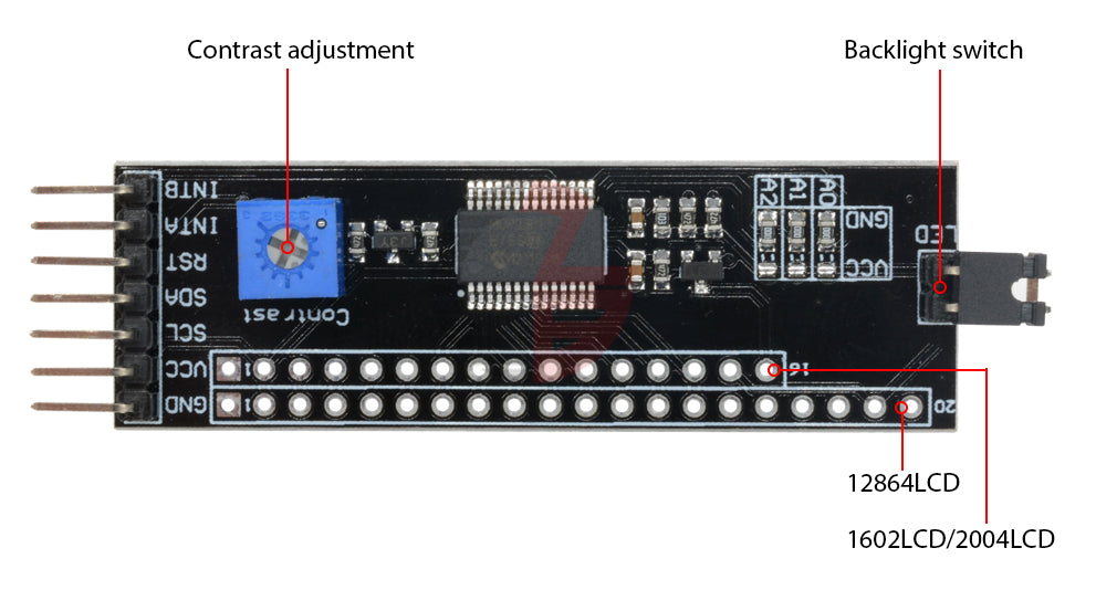 Mcp23017 I2c 16 Bit Port Expander Breakout Board For Lcds — Pmd Way 1407