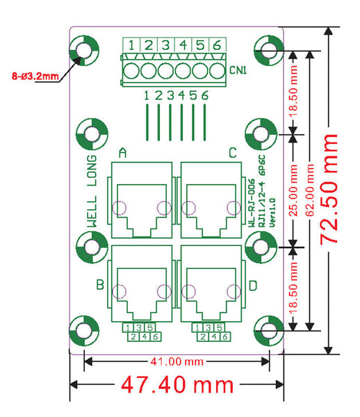 Useful RJ11 RJ12 6P6C 2-Way Buss Terminal Block DIN Rail Breakout Board from PMD Way with free delivery worldwide