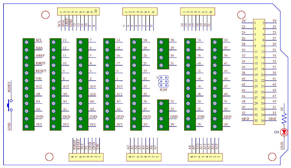 Terminal Block Breakout Shield for Arduino Mega from PMD Way with free delivery worldwide