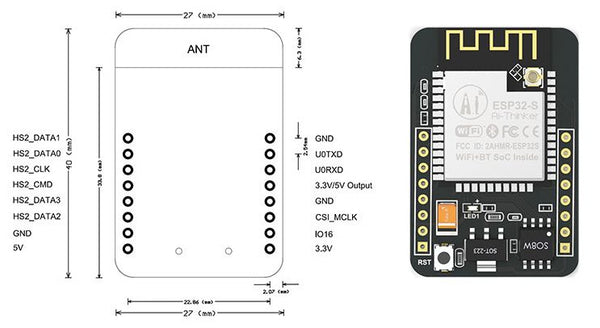 Compact ESP32 Development Board with OV2640 2MP Camera from PMD Way with free delivery worldwide