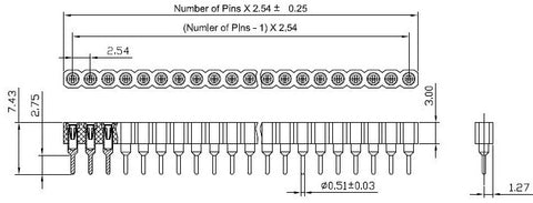 Break Away Female Machined Headers - 1x40 - 100 Pack from PMD Way with free delivery worldwide