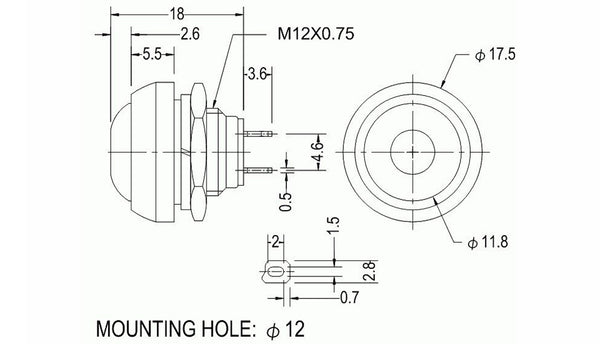 12mm Momentary Dome Pushbuttons in packs of six from PMD Way with free delivery worldwide