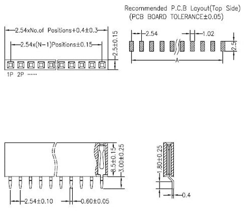 Single Row SMT SMD Right Angle Female Header Socket - 10 Pack from PMD Way with free delivery worldwide