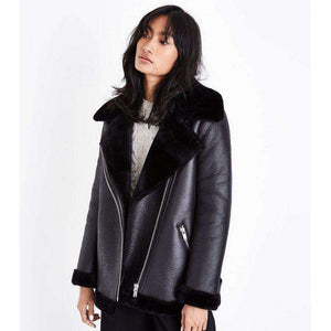 faux leather aviator jacket