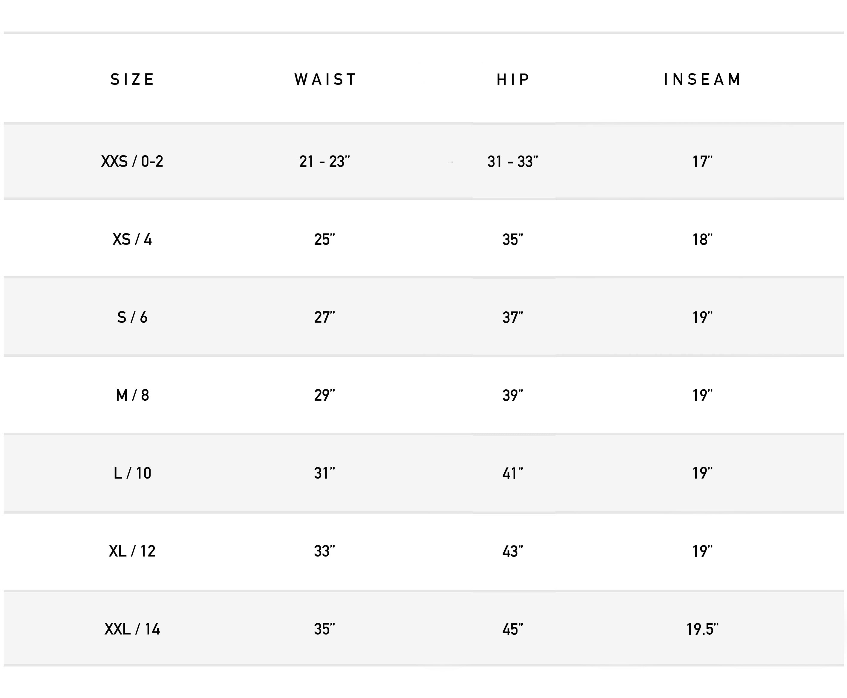 lululemon size 10 measurements