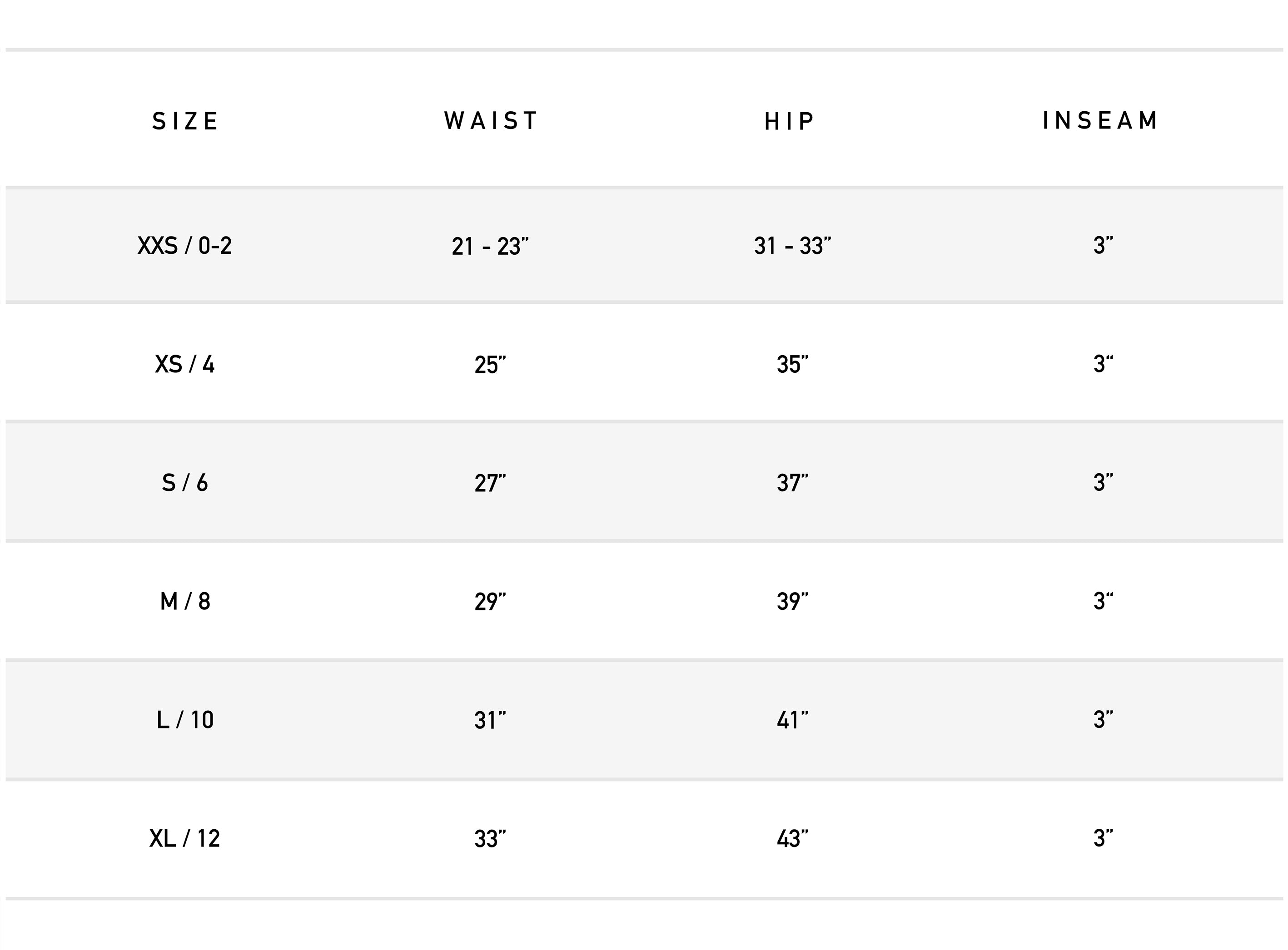 lululemon size chart women