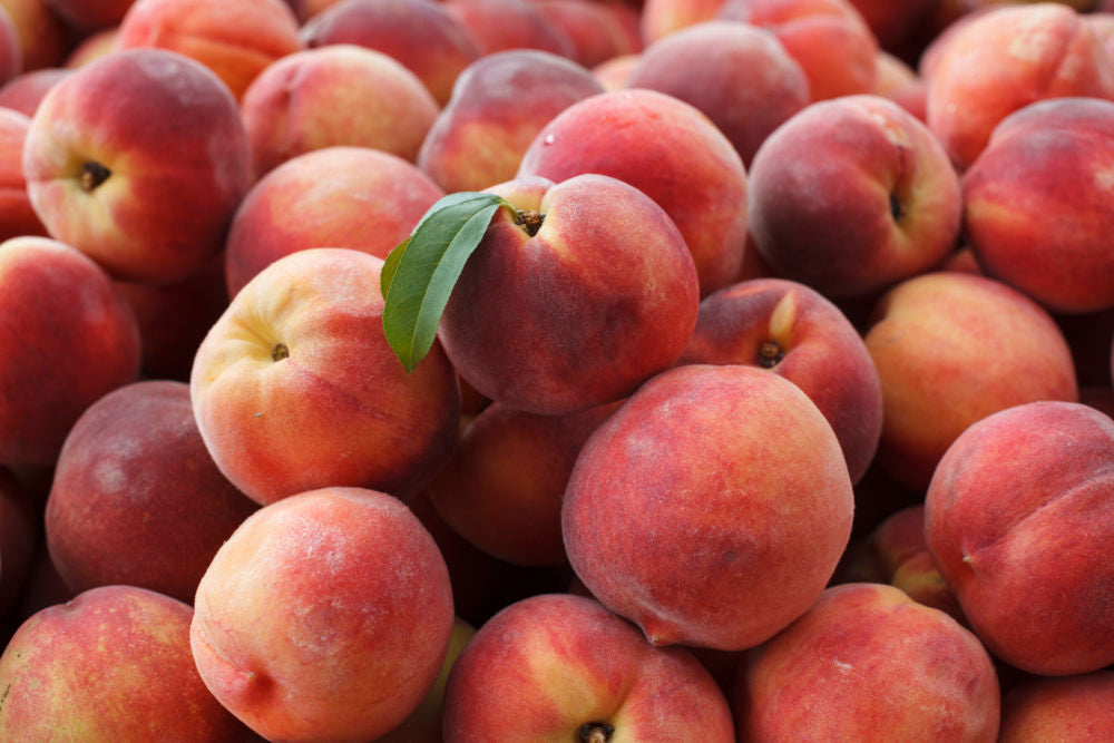 fresh peaches at farmers market