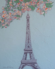 paris eiffel tower contemporary thick painting pastel colors