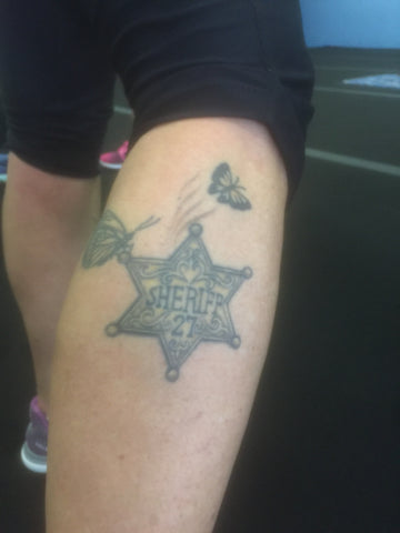 tattoo of deceased fathers badge pete paige