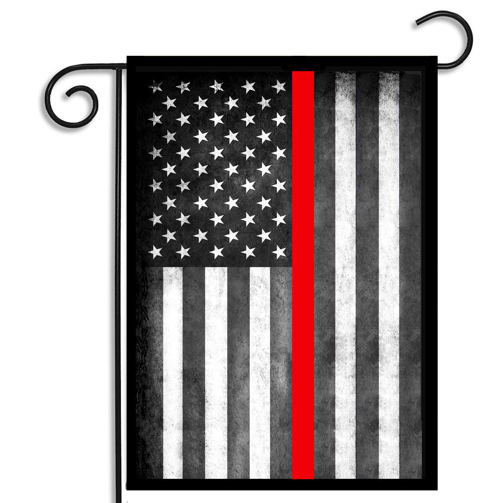 Firefighter Double Sided Thin Red Line American Flag Garden Flag